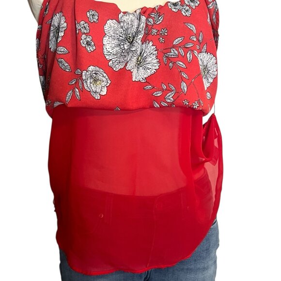 Peace & Pearls red floral camisole tank size M - Picture 5 of 9